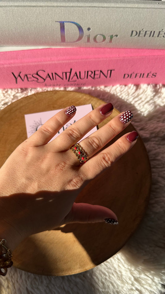 Bague perlée rouge ❤️