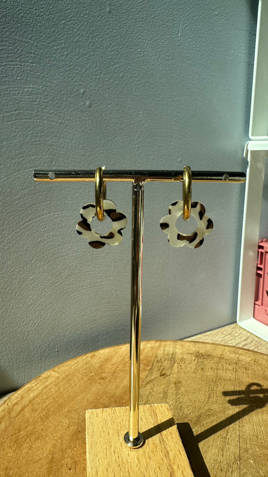 Boucles fleur interchangeable léopard 🐆 ￼