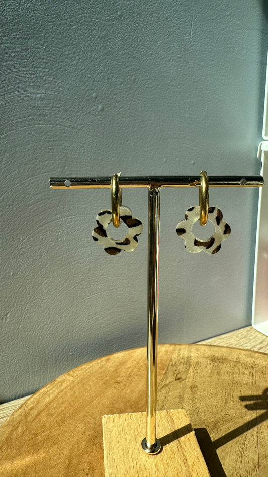 Boucles fleur interchangeable léopard 🐆 ￼
