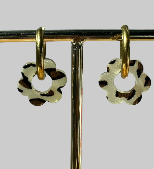 Boucles fleur interchangeable léopard 🐆 ￼
