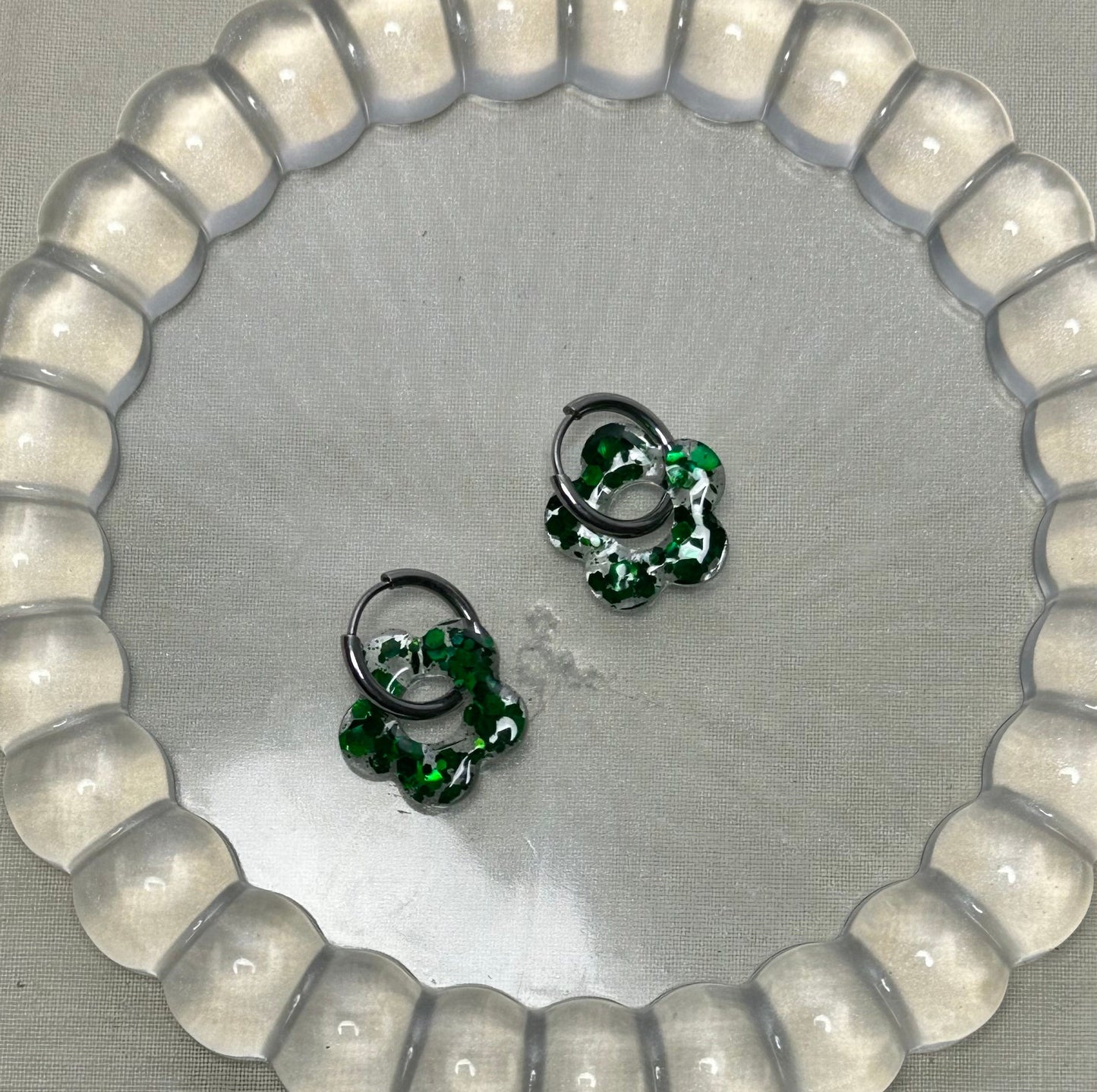 Boucles Fleurs verte💚