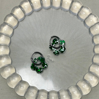 Boucles Fleurs verte💚