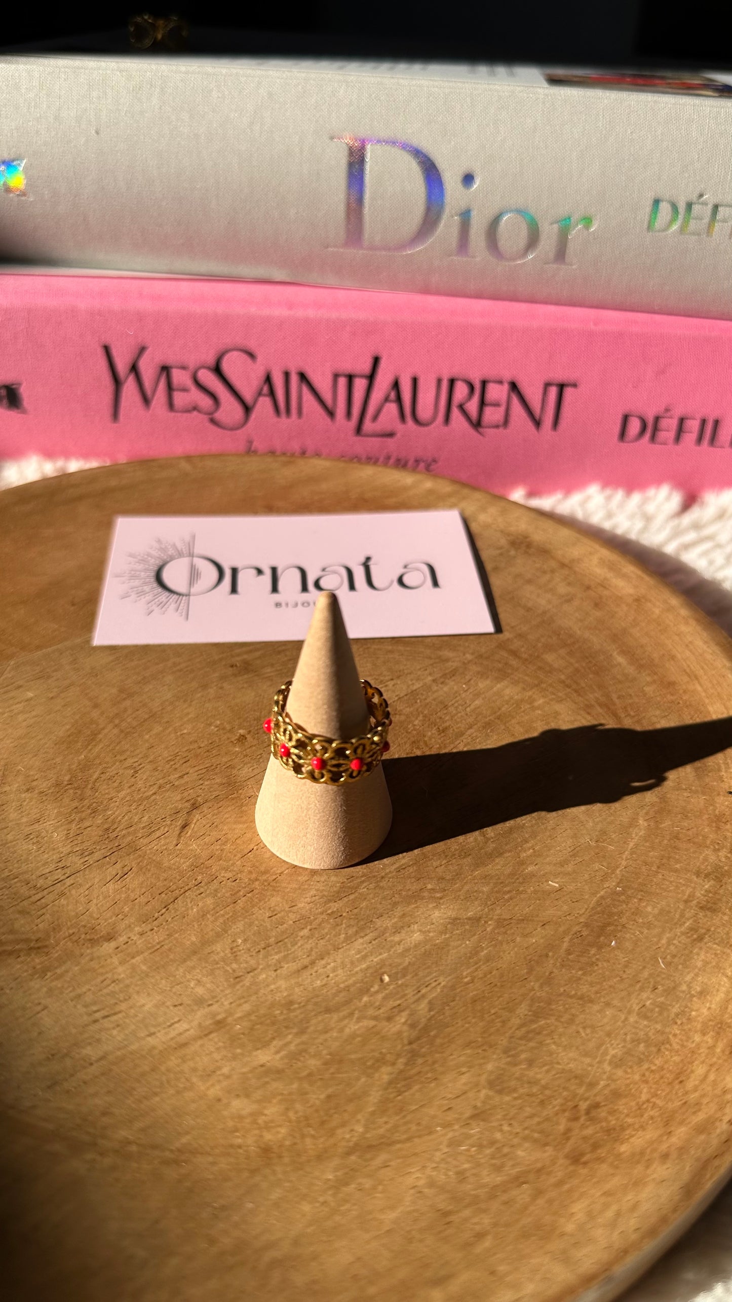 Bague perlée rouge ❤️
